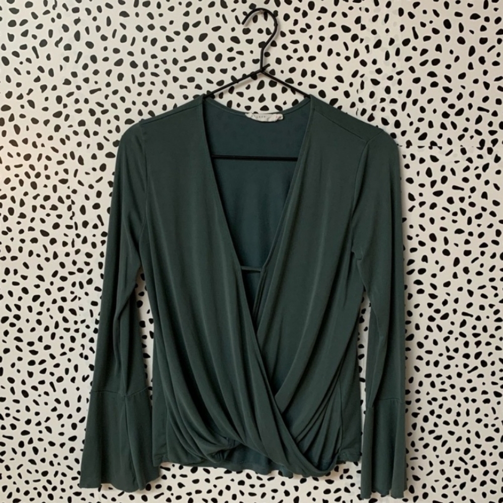 Lush Crossover Bell Sleeve Wrap Top